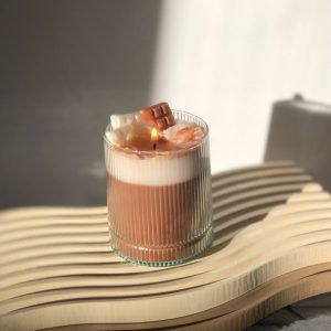 شمع شیشه ای شکلاتی مدل حریر