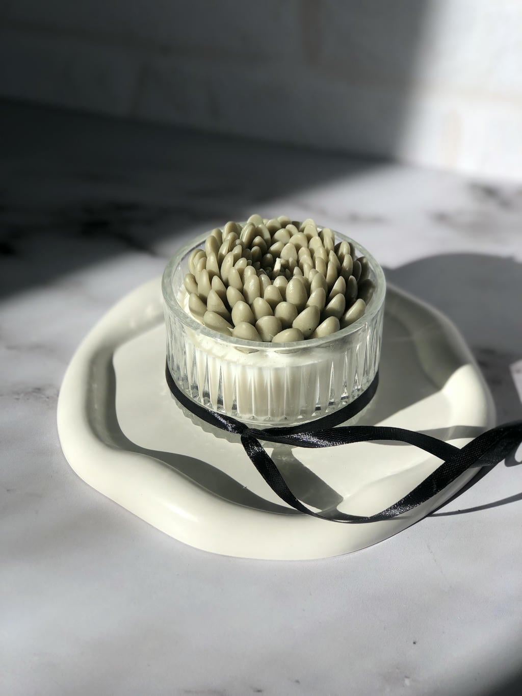 شات شمع شیشه ای گل داوودی