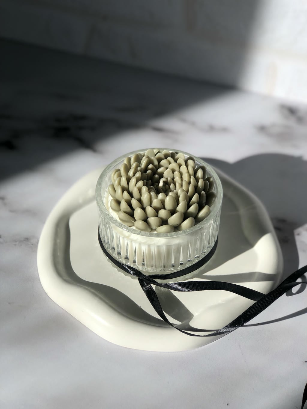 شات شمع شیشه ای گل داوودی