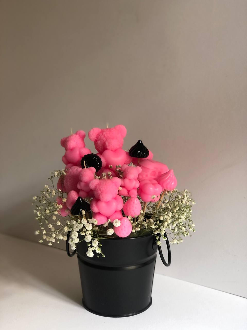 باکس شمع گل و عروسک تدی